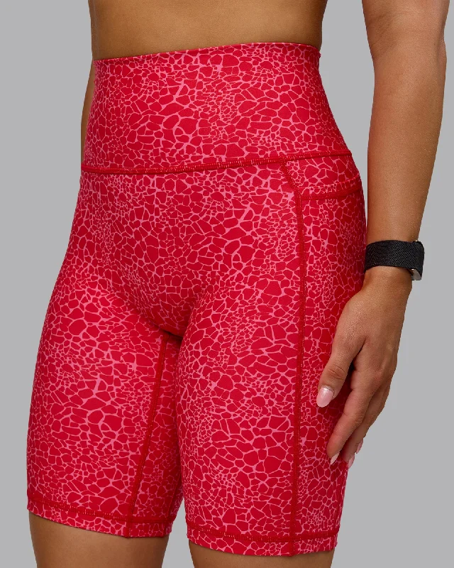 Fusion Bike Shorts with Pockets - Red Vitality Print