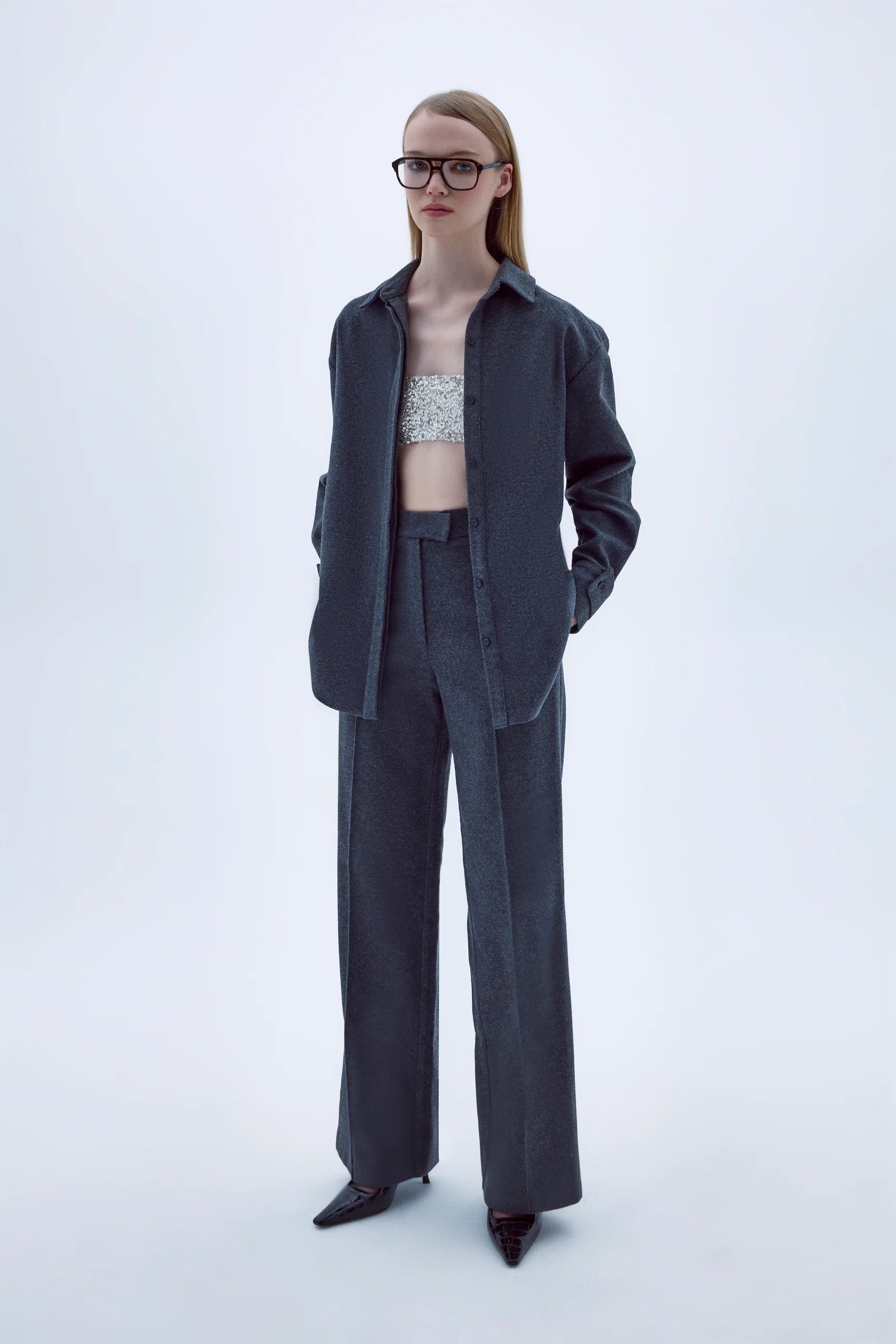 Millie Wool Trousers in Antracite