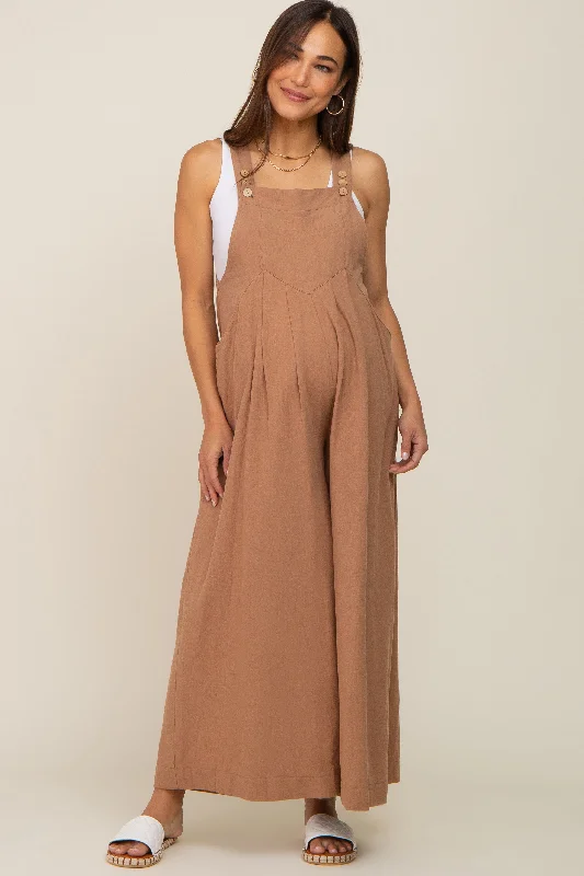 Mocha Maternity Wide Leg Jumpsuit