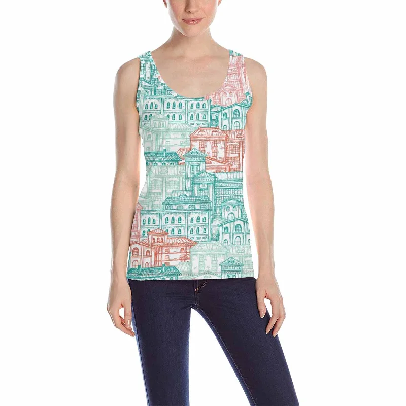 Womens Tank Tops print with colorful Old City