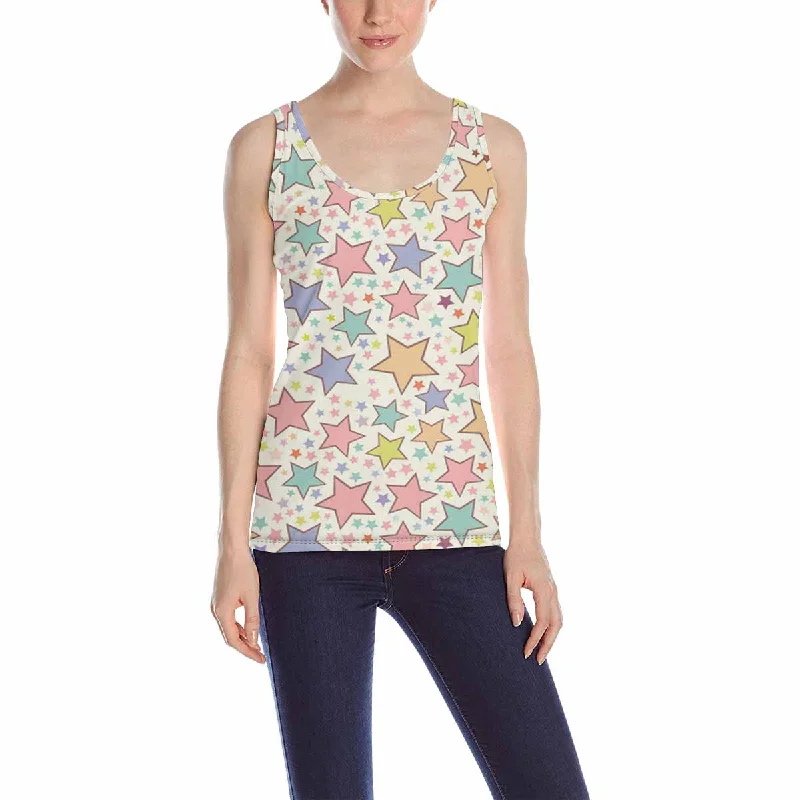 Womens Tank Tops print with colorful small starts