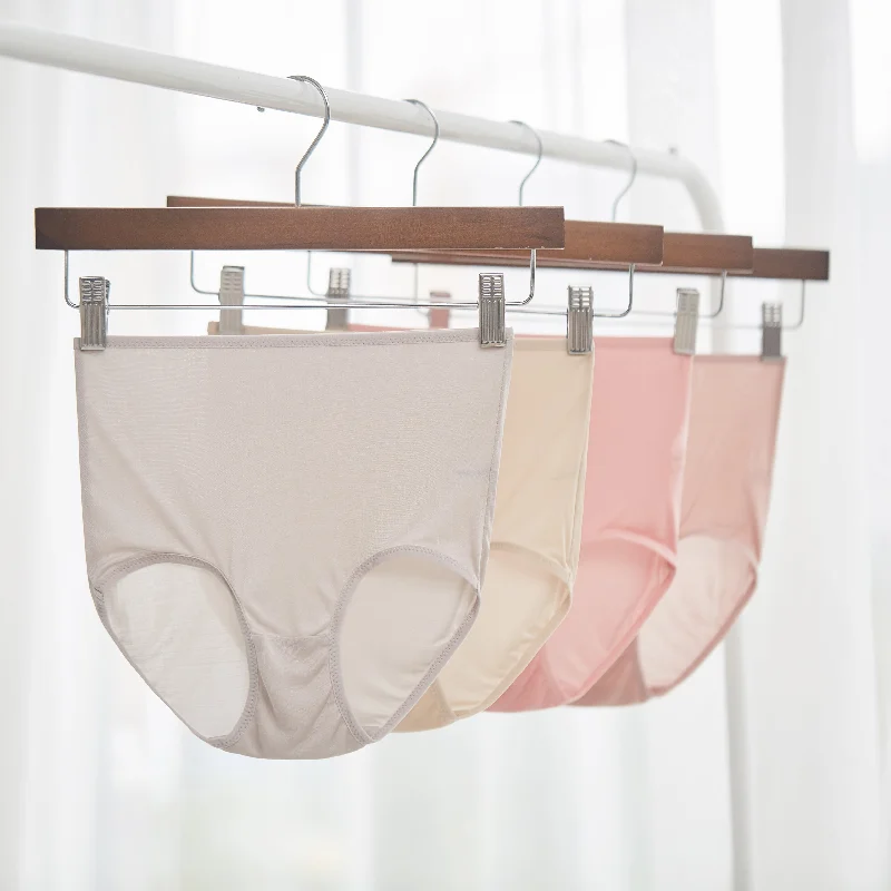 Set of 4 Knitted Silk High Rise French Cut Panties | Shimmer Collection