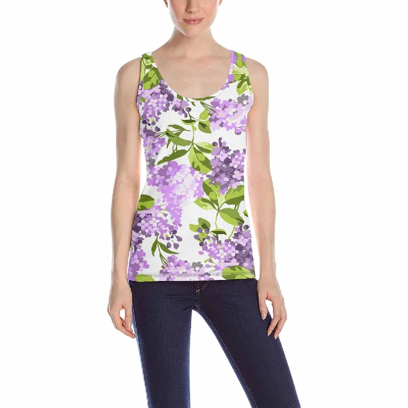 Women's Tank Top print with pattern with lilac flowers