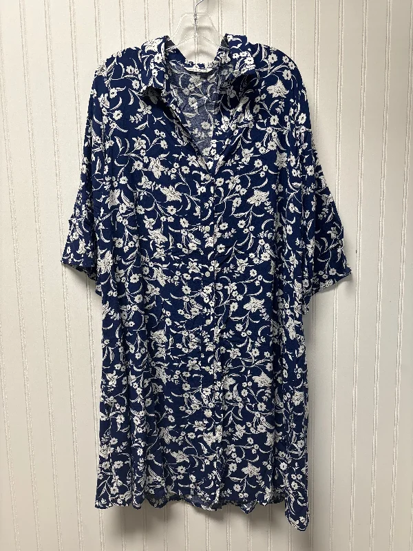 Dress Casual Short By Cmc In Blue & White, Size: 1x