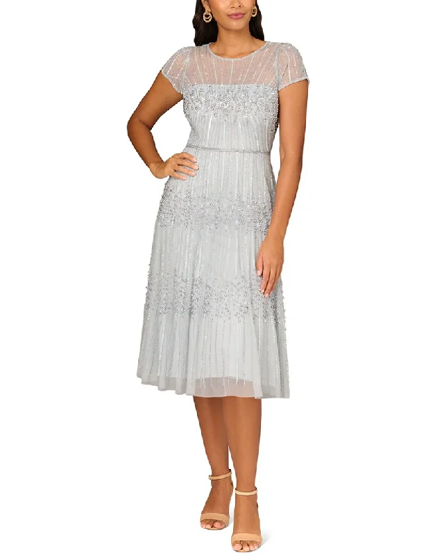 Aidan Mattox Fully Beaded Midi Dress