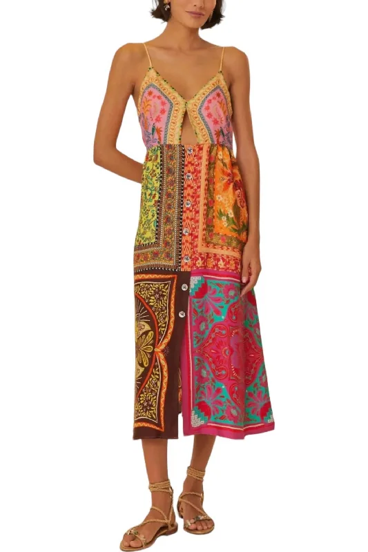 Scarves Midi Dress In Mixed Scarves Multicolor