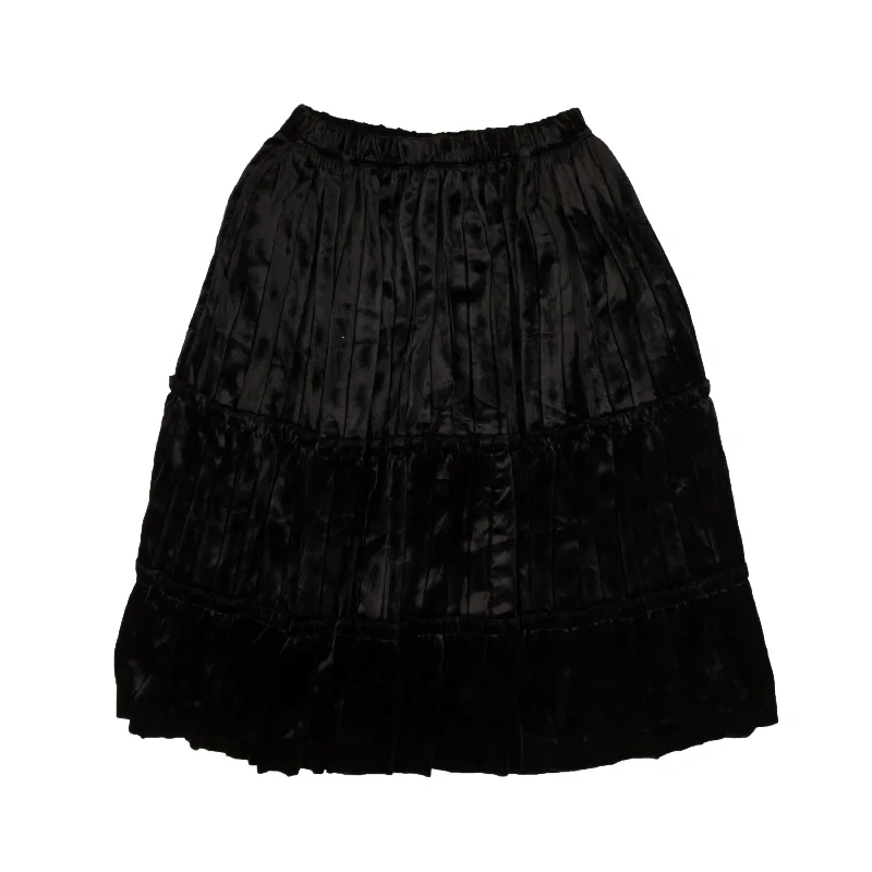 Black Crush Velvet Tier Frill Trim Skirt