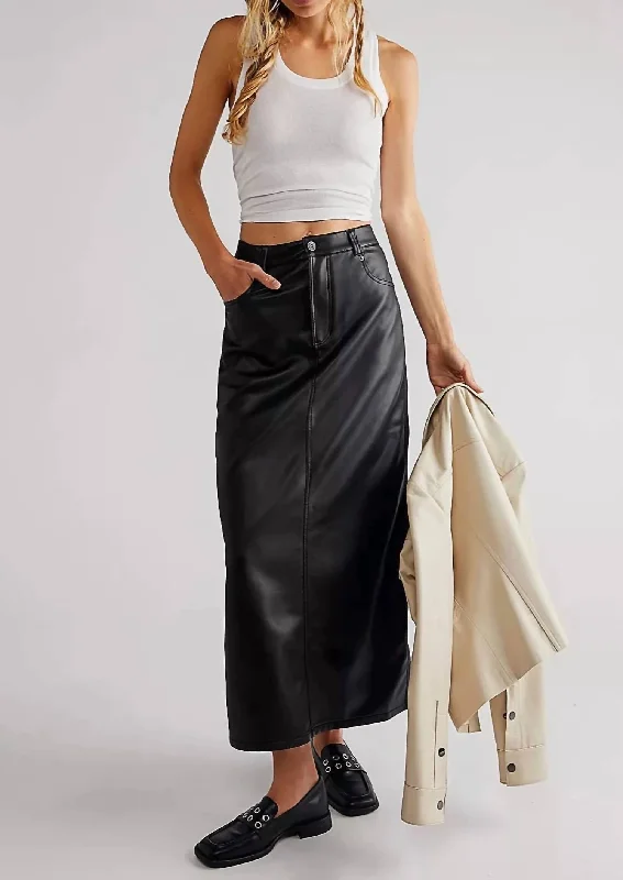 City Slicker Vegan Maxi Skirt In Black