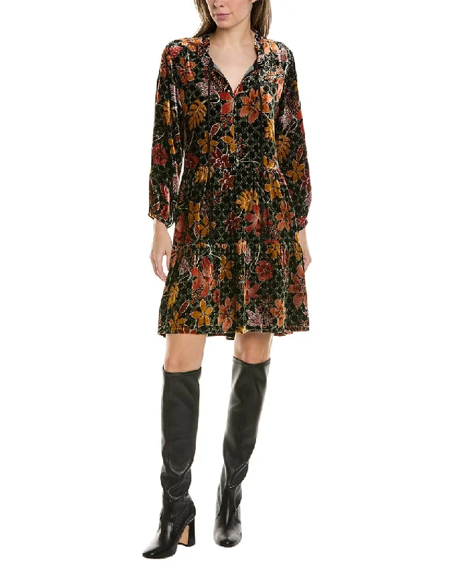 Johnny Was Jasmoon Silk-Blend Mini Dress