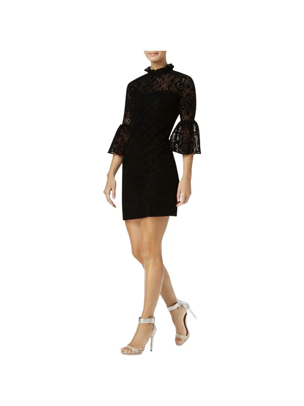 Petites Womens Mini Velvet Cocktail Dress