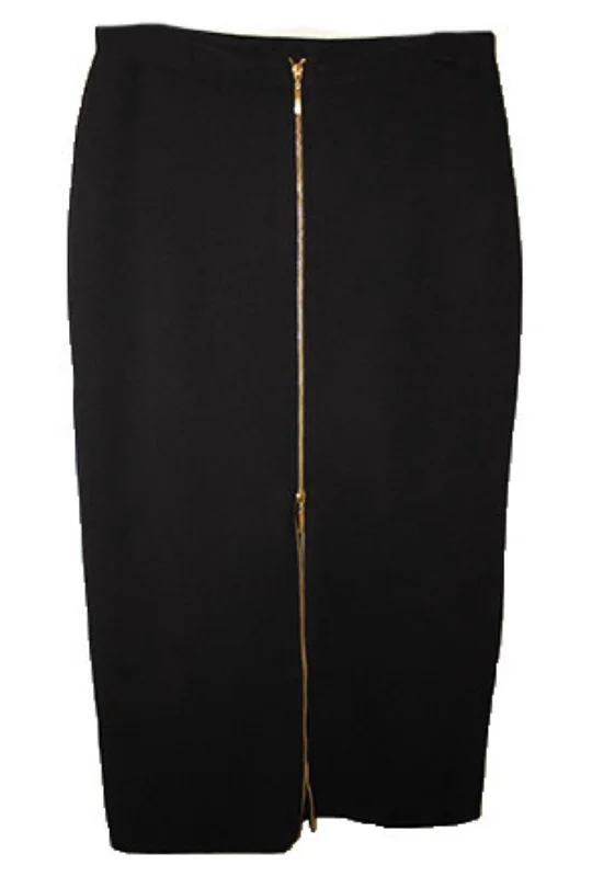 Zippered Midi 36 Skirt In Black/gold