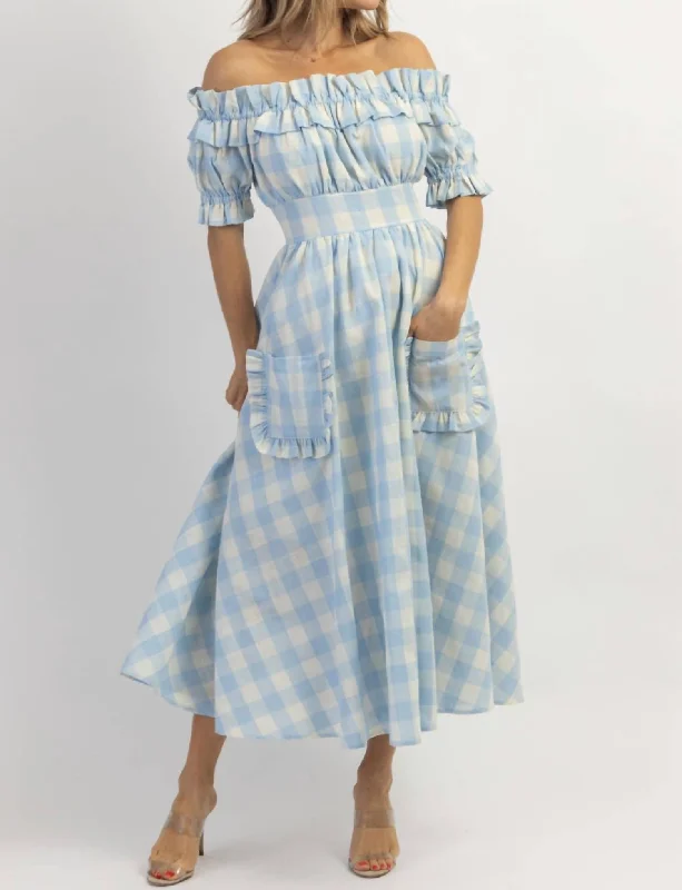 Dreamstate Gingham Maxi Dress In Blue