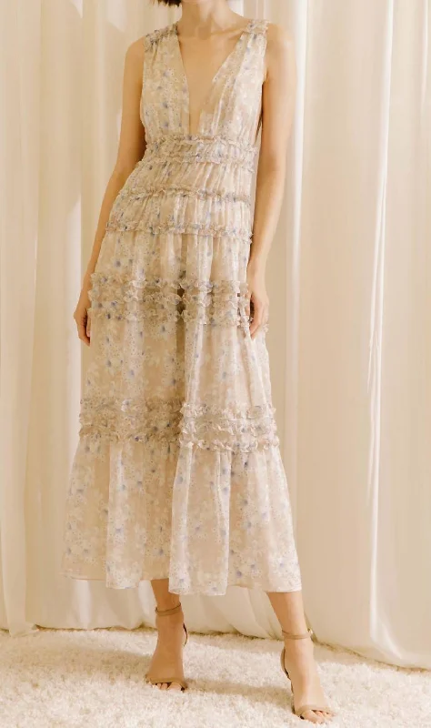 Floral Maxi Dress In Cream