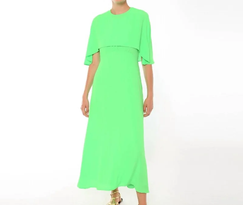 Gracie Cape Maxi Dress In Green