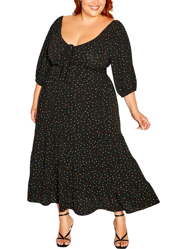 Plus Emma Womens Polka Dot Long Maxi Dress