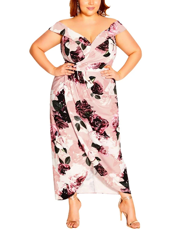 Plus Womens Floral Print Long Maxi Dress