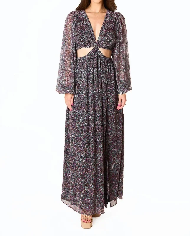 Yvonne Long Sleeve Maxi Dress In Ozark