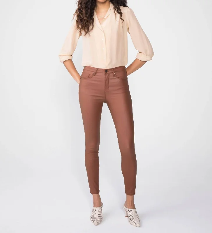 Olivia High Waisted Skinny Jeans In Chestnut Brown