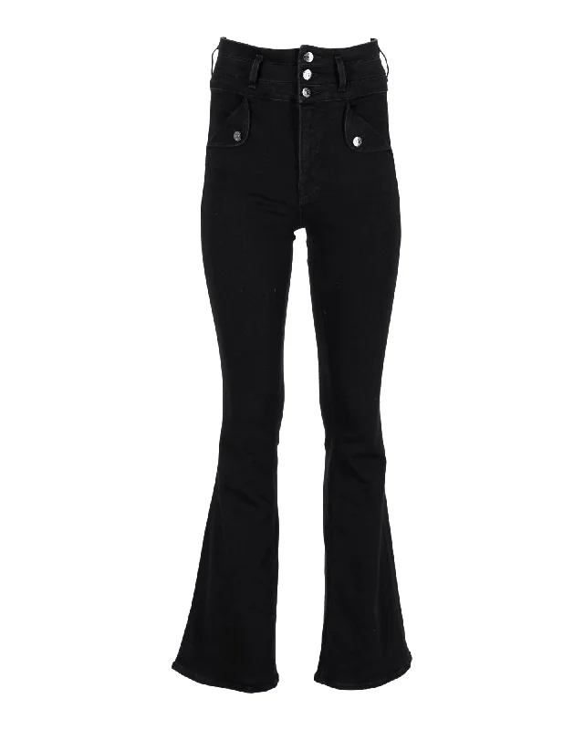 Veronica Beard Giselle Flare High Rise Pants in Black Cotton