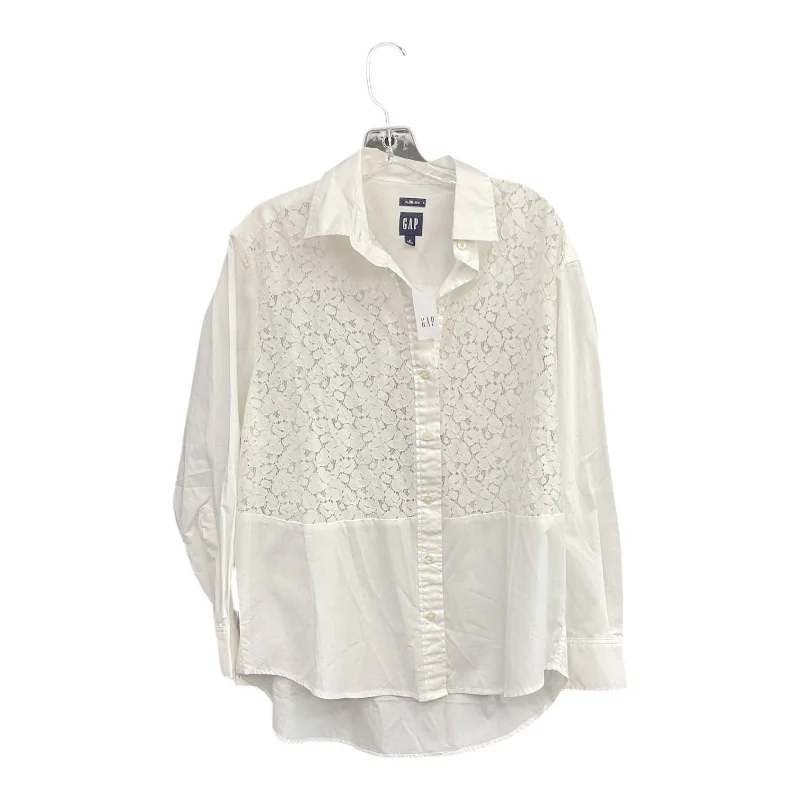 Top Long Sleeve By Gap In White, Size: S