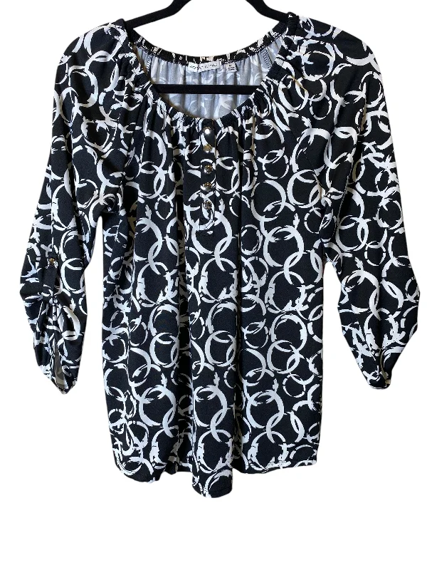 Top Long Sleeve By Notations In Black & White, Size: M