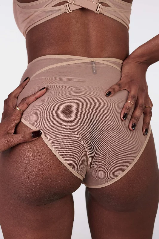 All Talk High Waist Brief in Beige