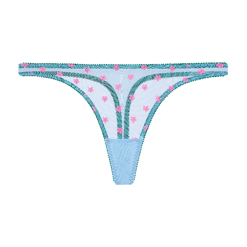 Sage Embroidery Thong