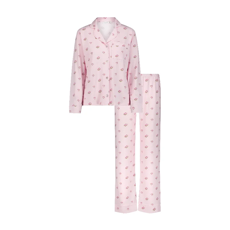 Polkadot CHARLEY Pajama Set in Pink Vintage Rose Print