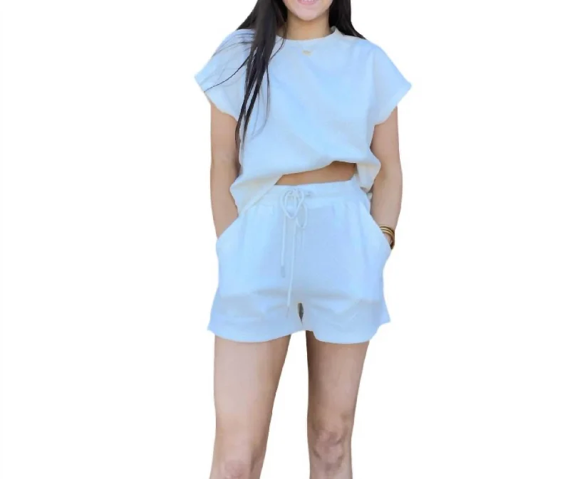 Hadyn Textured Shorts Set In White